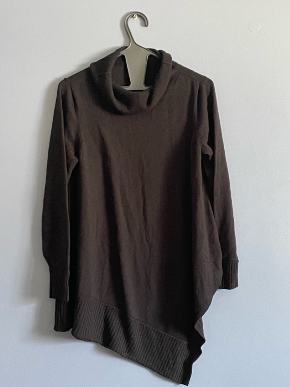 Eileen Fisher Black Asymmetrical 100% Merino Wool Knit